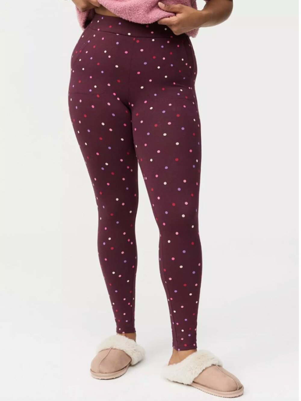 Torrid Full Length Signature Waist Pocket Legging Polka Dot Burgundy Womens 2